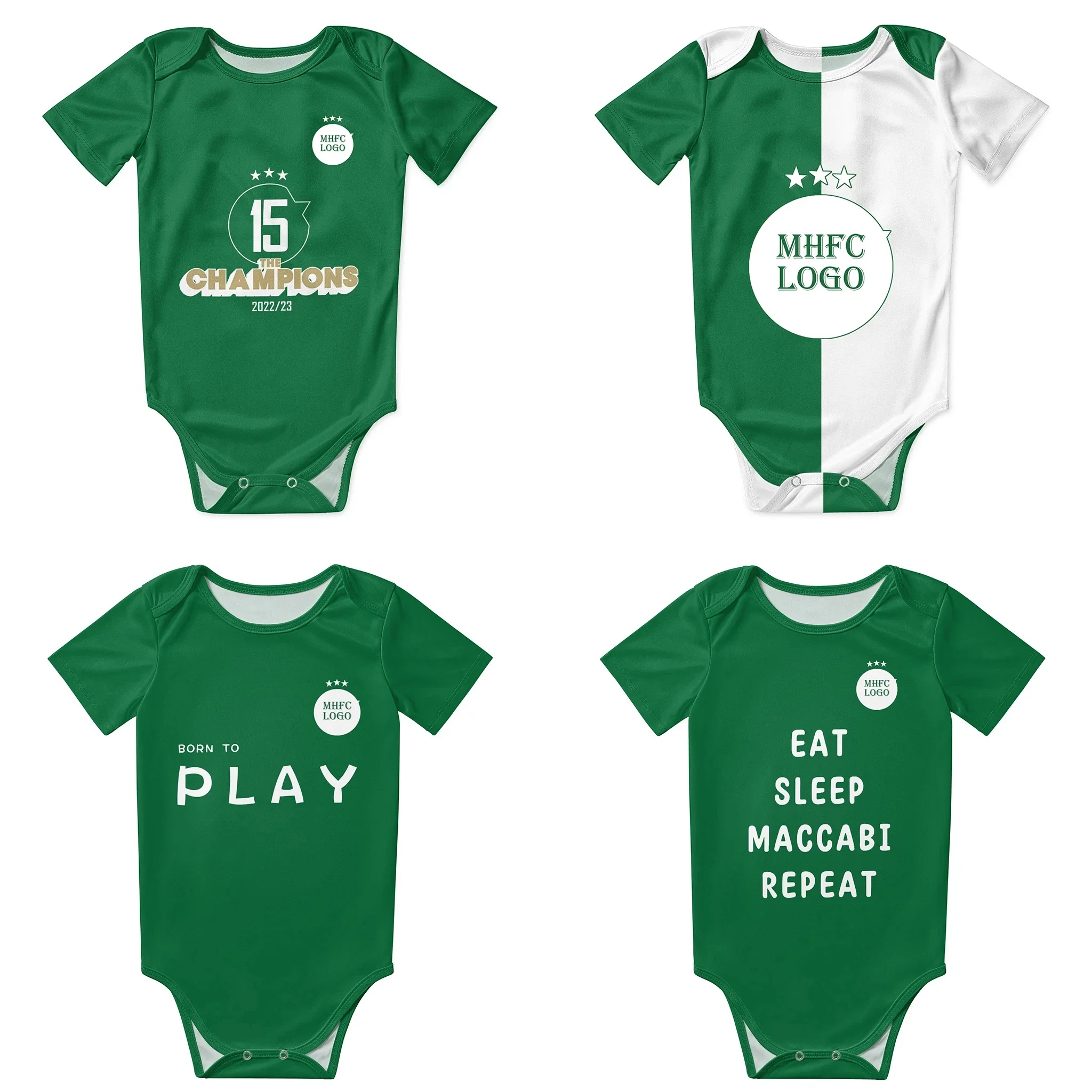 

Maccabi MHFC Haifa Green Apes Baby Bodysuit Unisex Shirt Newborn Onesie Boy Girl Undershirt Outfit Baby Romper