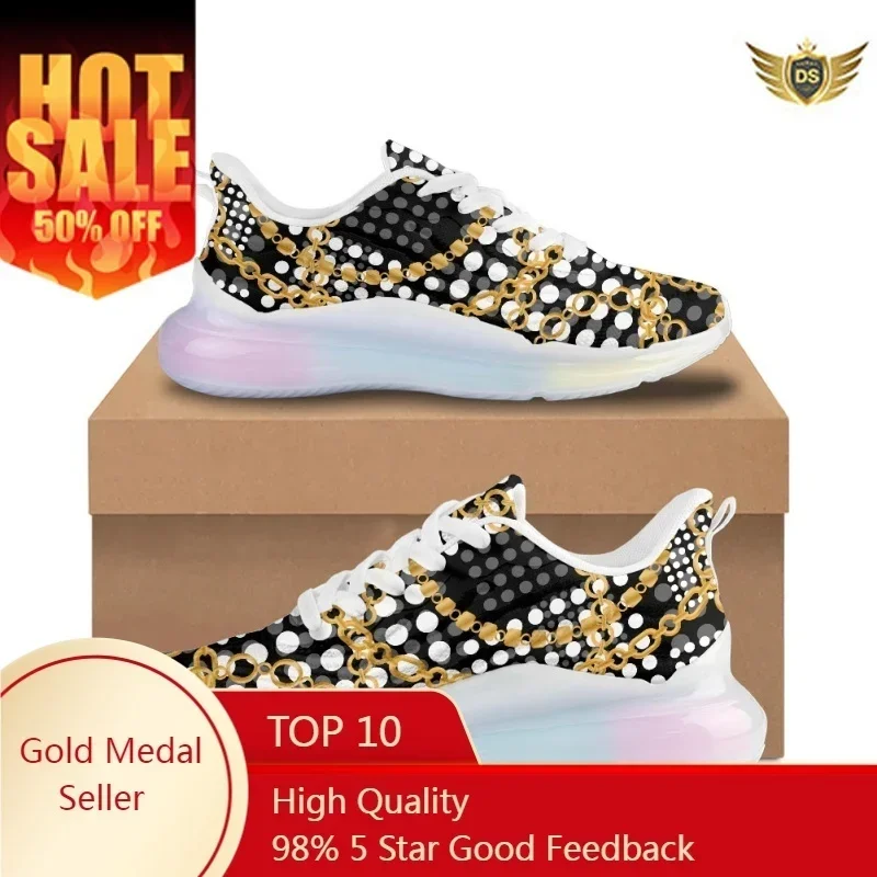 

Women AF Cushion Shoes Black Plaid Retro Chain Sneakers Femme Spring Non-Slip Feminino Zapatos