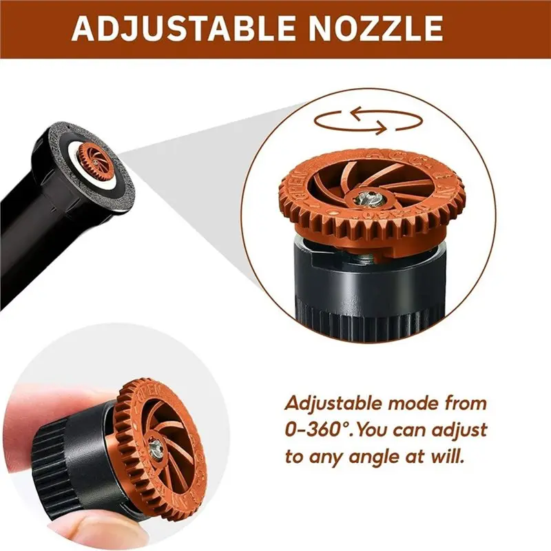 PORK-Replacement 12 Pack Variable Arc Nozzle -Up Sprinkler Heads For 360 Degree Adjustable(8AN:Range:1.8-2.4 Meter)
