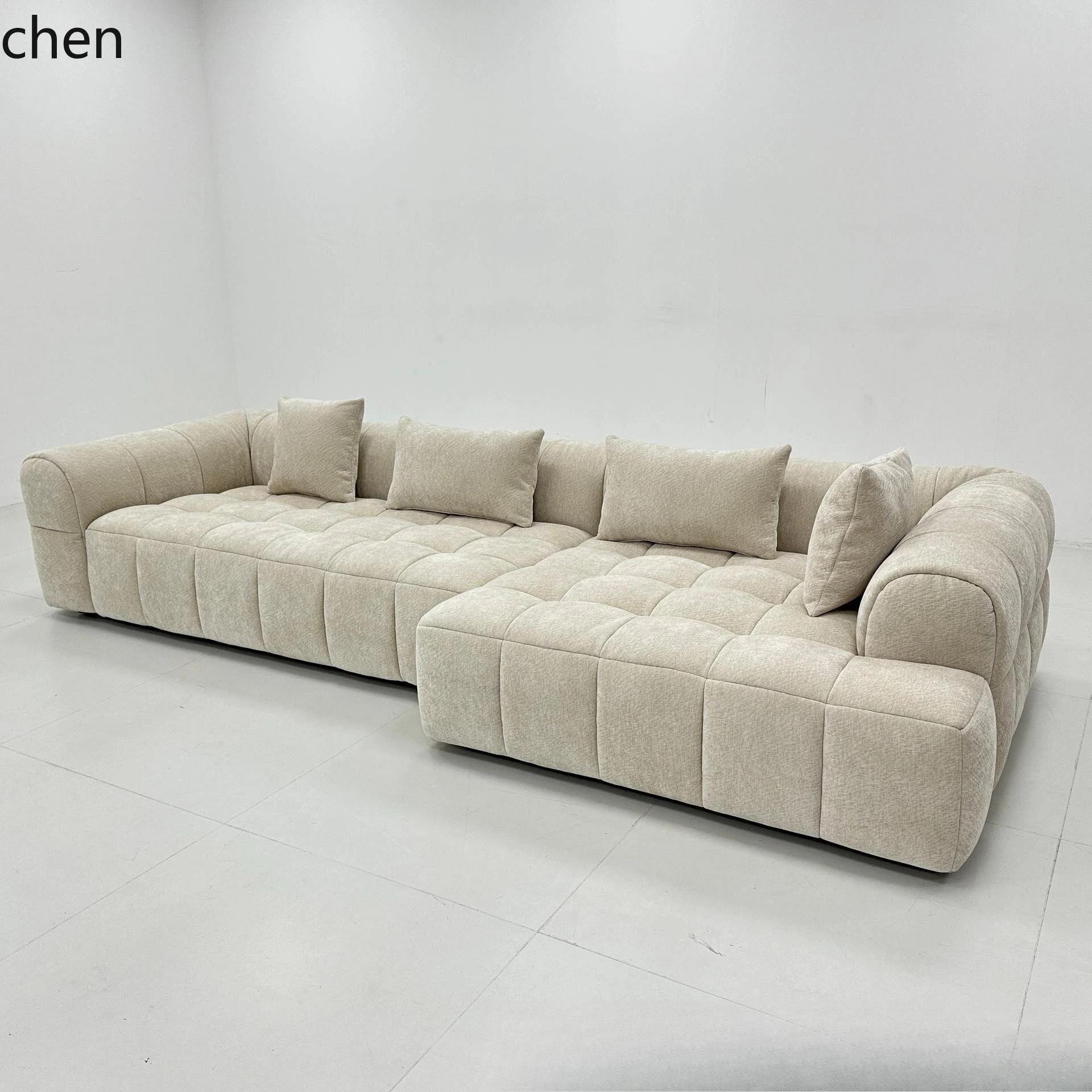 YFY  Cream Style Modular Sofa Internet Celebrity Living Room Hotel Lamb Wool Furniture Solid Wood