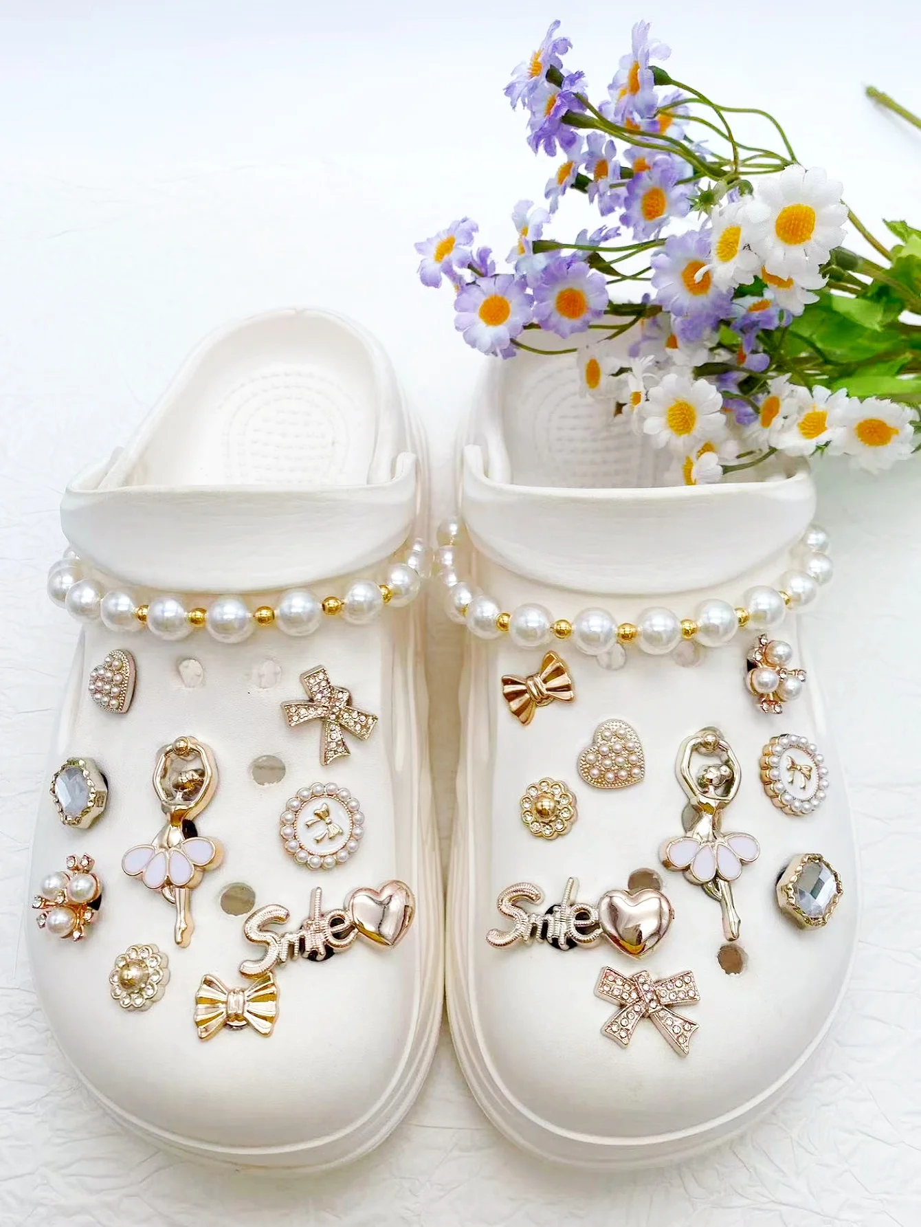 

20 золотых украшений для обуви премиум-класса, для самостоятельного декорирования повседневной обуви - забавные и многофункциональные персонализированные украшения для обуви.