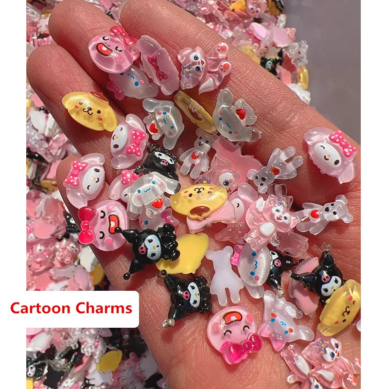 

Sanrioed Mymelody Nail Charms Jewelry Kawaii HelloKitty Resine Nail Gems Rhinestone Kuromi for Acrylic Nail Tips Decoration