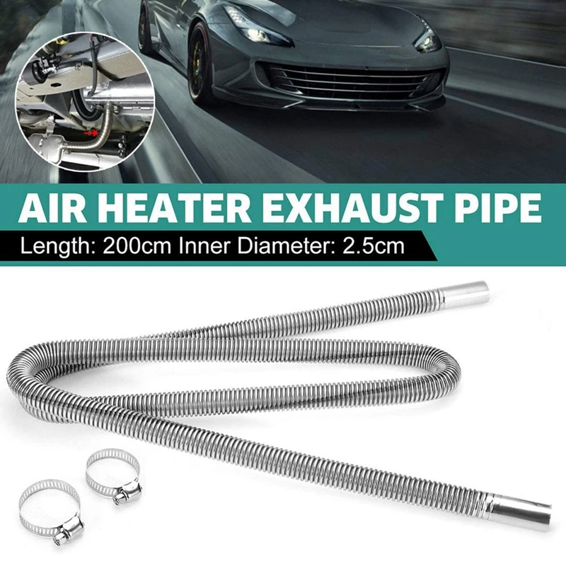 1 Pcs Stainless Steel Exhaust Pipe Parking Air Heater Fuel Tank Gas Vent Hose 78 Inch 200Cm Air Heater Exhaust Pipe