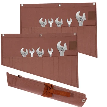 Bolsa enrollable para llaves de bolsillo, juego de llaves métricas y estándar, organizador, bolsa de herramientas de lona, bolsa de almacenamiento para llaves fácil de llevar, 17