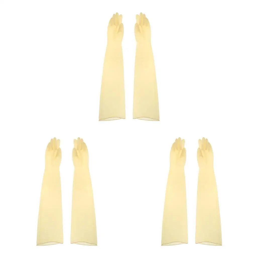 

1 Pair 70cm Industrial Anti Acid Alkali Rubber Gloves Yellow 700x160x1 0mm