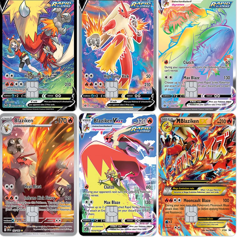 

Blaziken Card Sticker TCG Game Prop Decoration Patch V/VMAX Cartoon Decor Rainbow Rare Collection Patch Birthday Gift