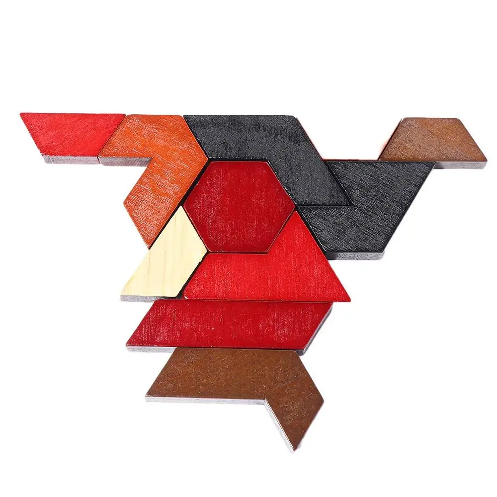 Classical Hexagonal Wooden Puzzles Board IQ Brain Teaser Educational Toys Tangram Board