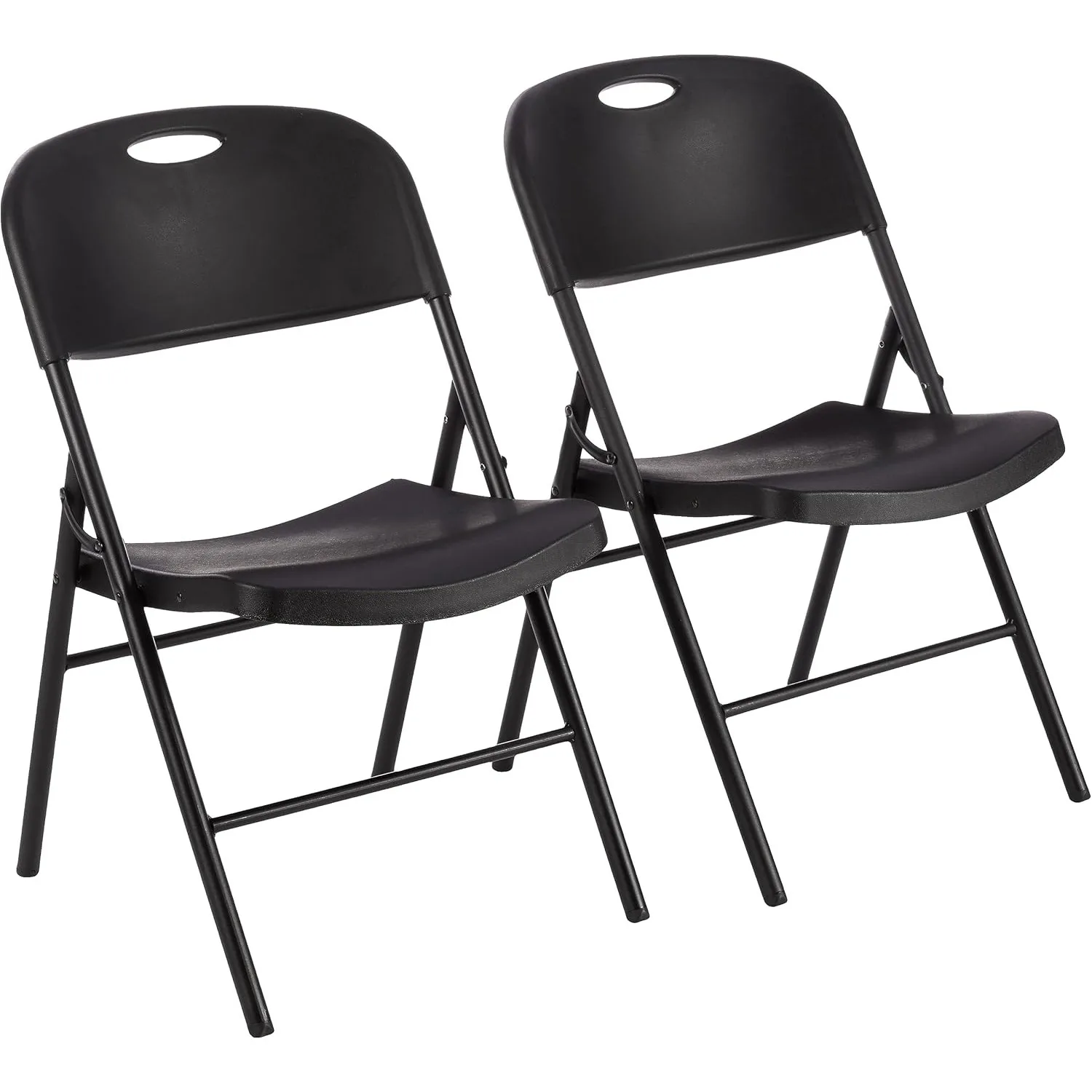 

Foldable Portable Sturdy Folding Plastic Chair, 350-Pound Capacity, Black, 2-Pack