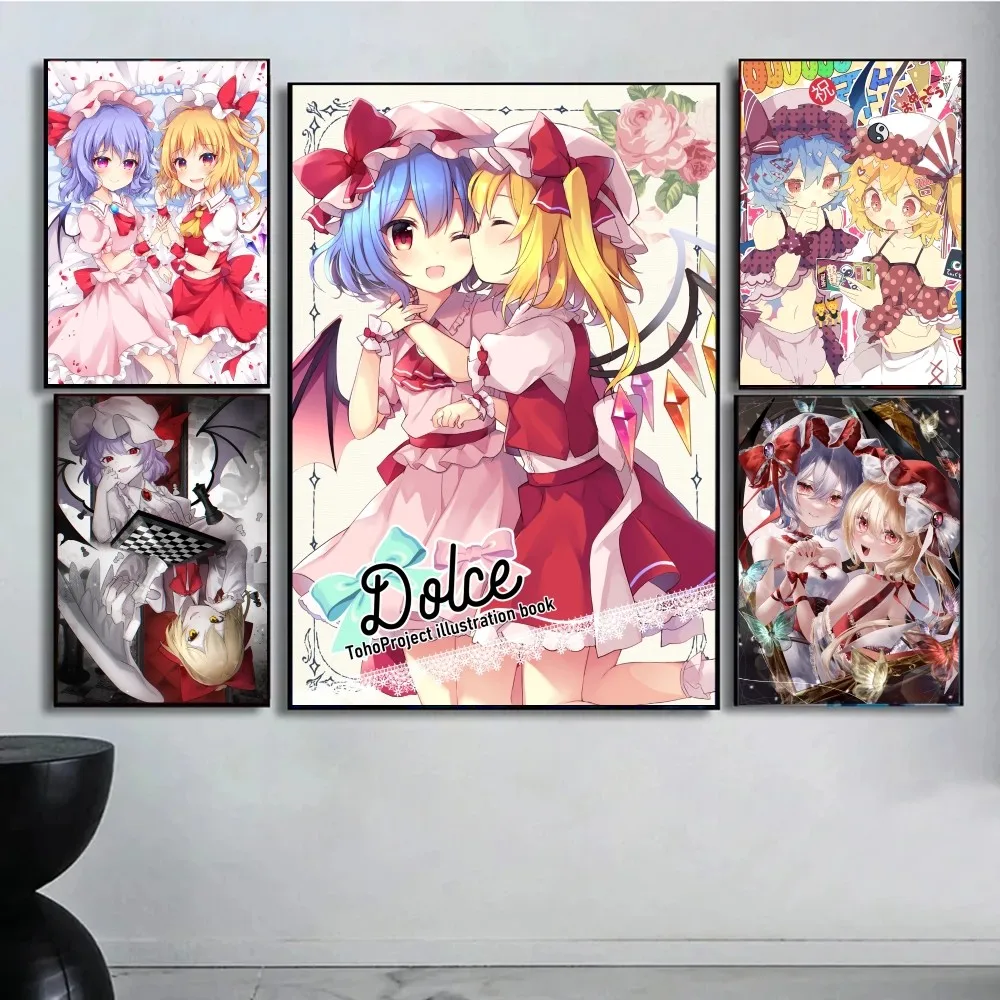 Touhou Project Flandre Scarlet Anime Posters Sticky Decoracion Painting Wall Art White Kraft Paper Wall Decor