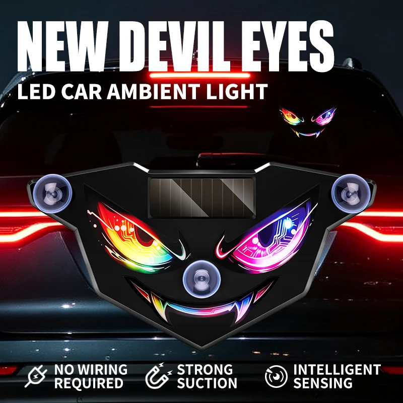 Solar Devil's Eye Fang Warning Light, Car Anti Rear Collision Rear End Modification, Explosion Flash Light Atmosphere Decoration