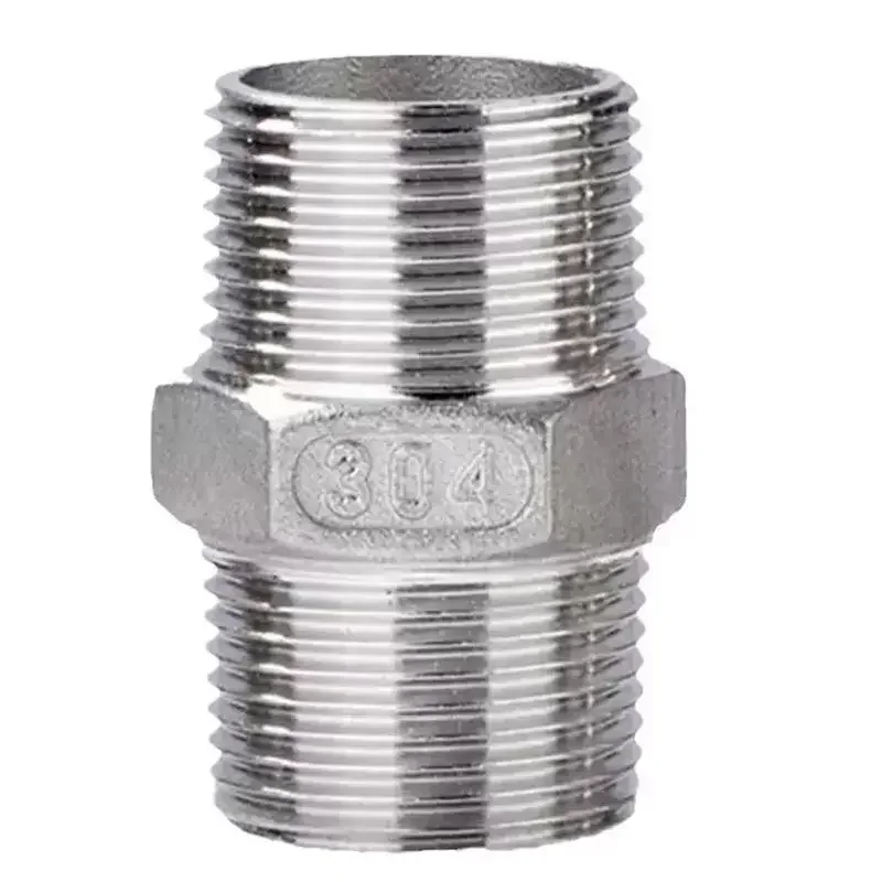 Stainless steel double outer thread joint with SS304 internal connection, direct 2 minutes 3 minutes 4 minutes 6 minutes 1 inch