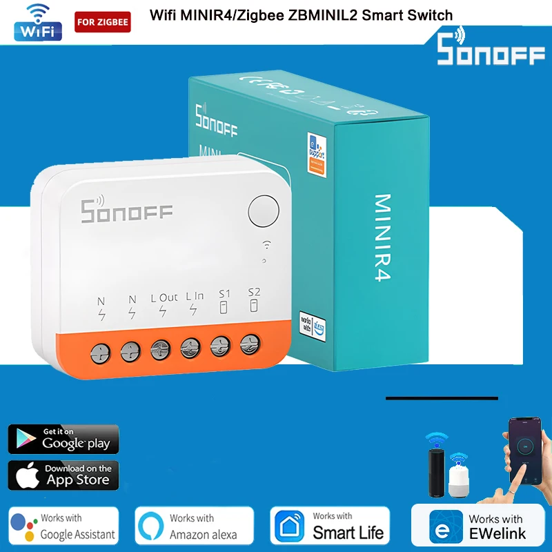 Sonoff Wifi MINIR4/Zigbee ZBMINIL2 Smart Switch 2 Way Module Home EWeLink APP Wireless Remote Voice Control Alexa Google Home