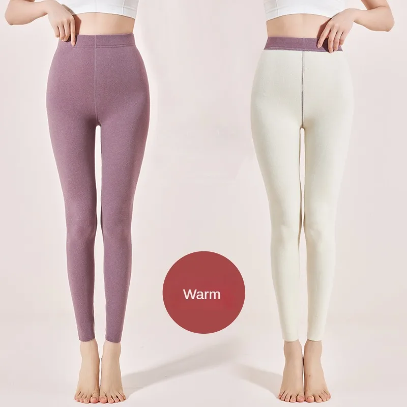 Thermal Winter Leggings Women Fleece Lined Tights Ladies 2023 Warm High Waist Solid Colors Slimming Fashion Black Pants Leggings