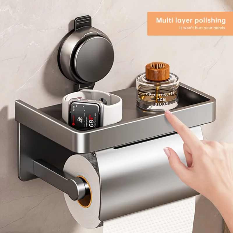 

Suction Cup Toilet Paper Holder - Waterproof, No-Drill Wall-Mounted Bathroom Tissue Dispenser & Organizer
