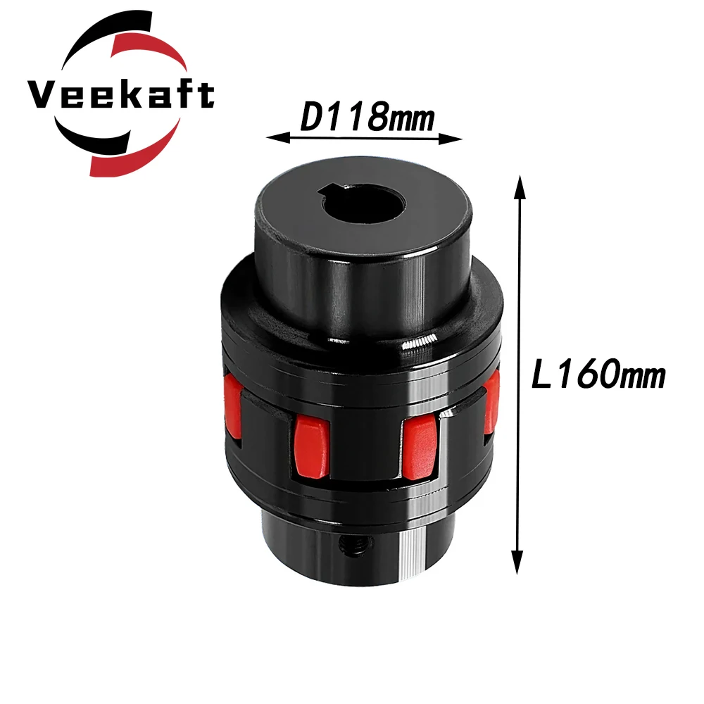 

Veekaft 1PC XL7 D118L160 20/30/40/45/50/60/70mm GR55 CNC Motor Ballscrew Jaw Spider Plum Steel Shaft Coupler Flexible Couplin