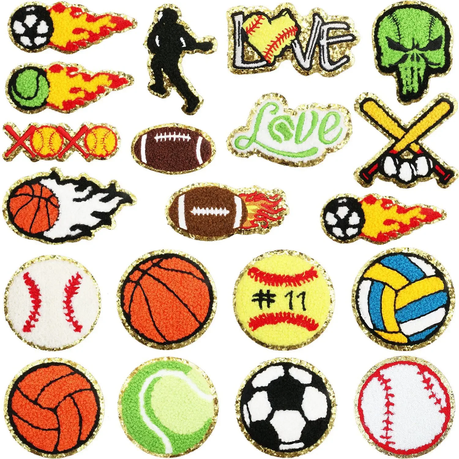 Sports Ball Games Emblem Embroidered Cloth Stickers Cartoon Flowers DIY Iron Clothing Patches