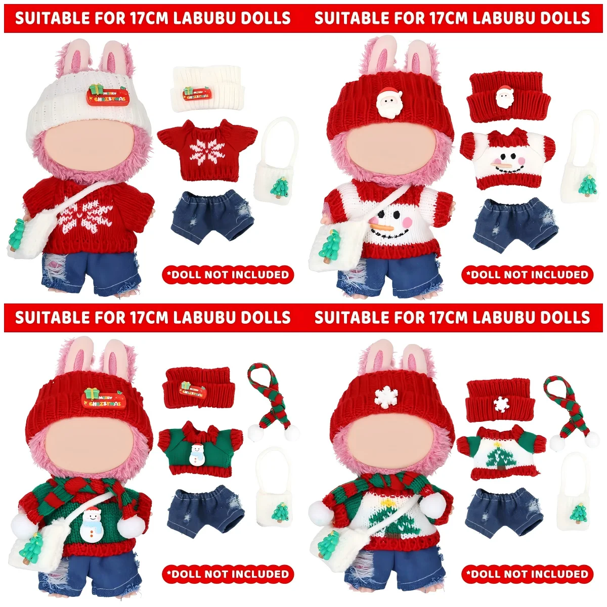 

6,69-дюймовый 17 см комплект рождественского платья для куклы, комплект платья из ткани Rubble, комплект платья из плюшевых игрушек, многокомпонентный набор, рождественский подарок