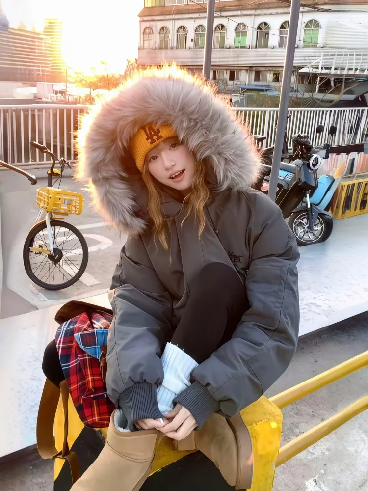 

Parkas Biker Womens Autumn Heart Lattice Leisure Diagonal Drawstring Snowboard Woven Ladies Tight-Fitting Anorak Pullover Women