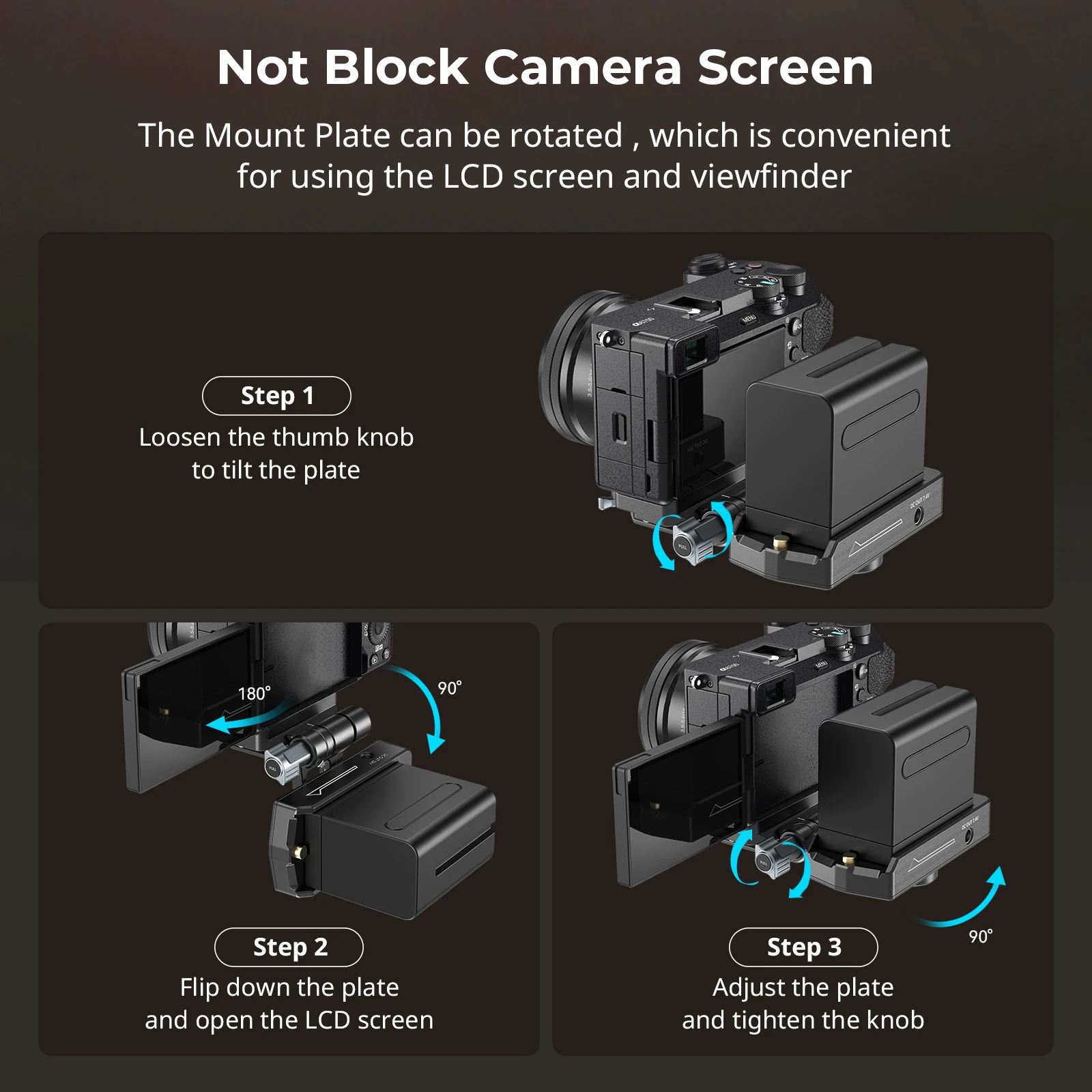 SmallRig NP-F Battery Adapter Mount Plate Kit for Mirrorless Cameras Rotatable Adapter with Dual Arca-Swiss Dual DC Output Ports