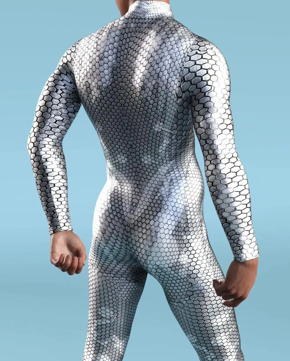 Herren Regenbogen-Party-Punk-Jumpsuit Onesie Halloween Cosplay Kostüm Elastischer Party-Performance-Bodysuit – Detail 4