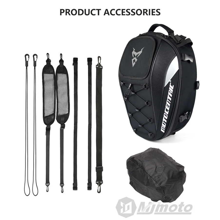 MOTOCENTRIC دراجة نارية الذيل حقيبة مقاوم للماء أكسفورد ألياف الكربون نمط دراجة نارية على ظهره سعة كبيرة موتوكروس حقيبة المقعد الخلفي