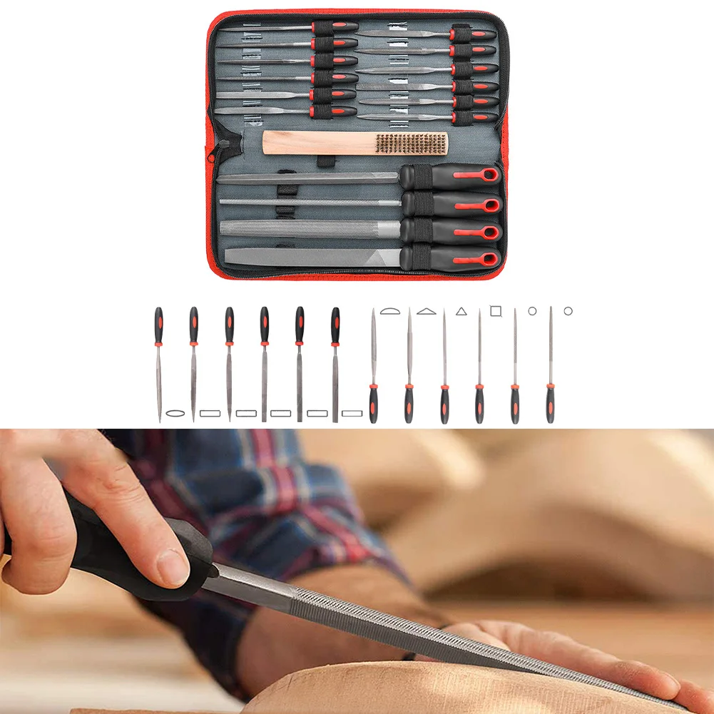 16pcs Metal Hand File Set Double Pattern Large Small Files With Brush Steel Files For Precision Metal File Work Wood Files