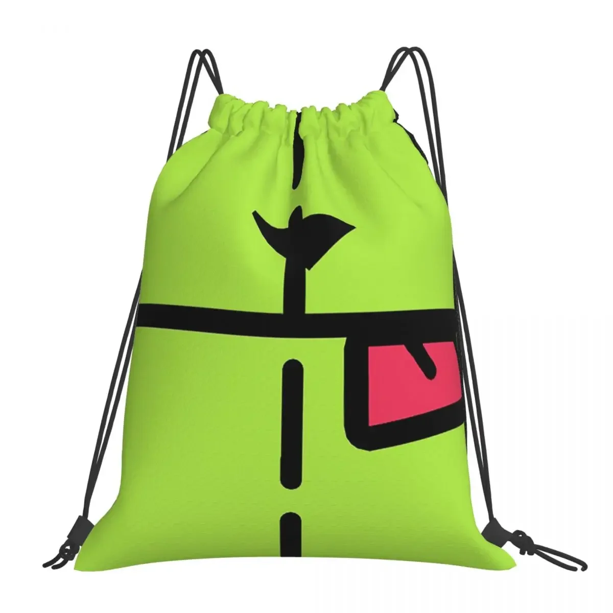 

INVADER ZIM! GIR Mask Backpacks Portable Drawstring Bags Drawstring Bundle Pocket Sundries Bag BookBag For Man Woman Students