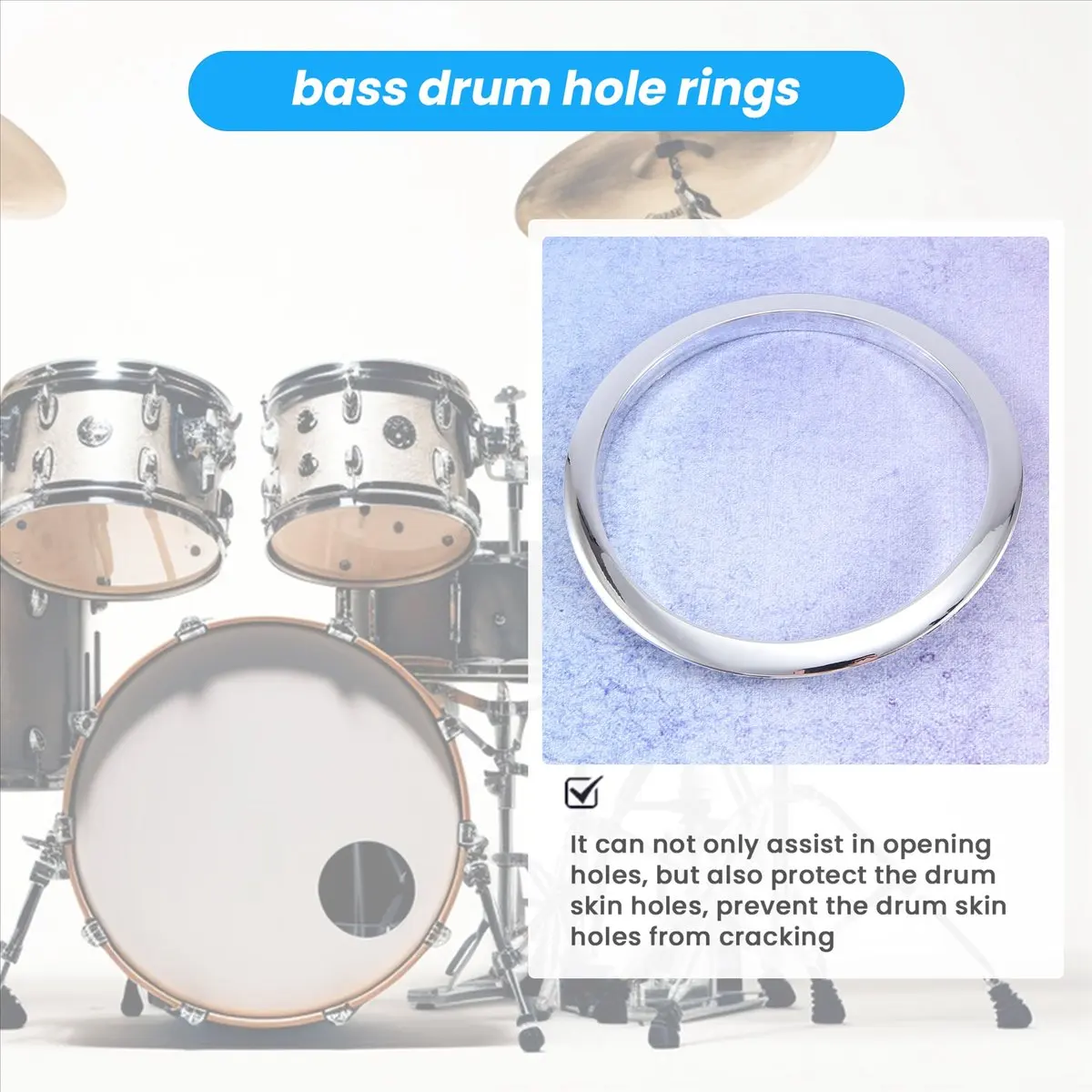 6 Inch Drum Kit Bass Drum Hole Rings Drum Drilling Tool Accessories-A09G - view 5