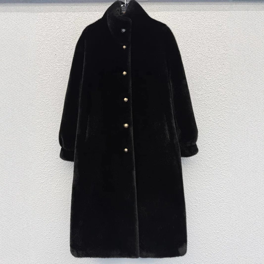 Cappotto monopezzo in pelliccia e pelliccia per donna Autunno e inverno Nuova moda allungata versatile spessa e calda