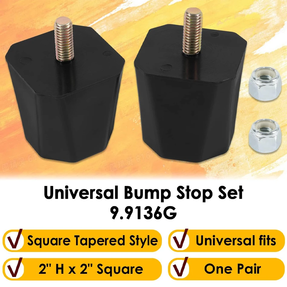 TML 9.9136G Universal Bump Stop Set 2” Tall Suspensions for Overload Spring, Leaf Spring, Control Arms, Traction Bars, Axles