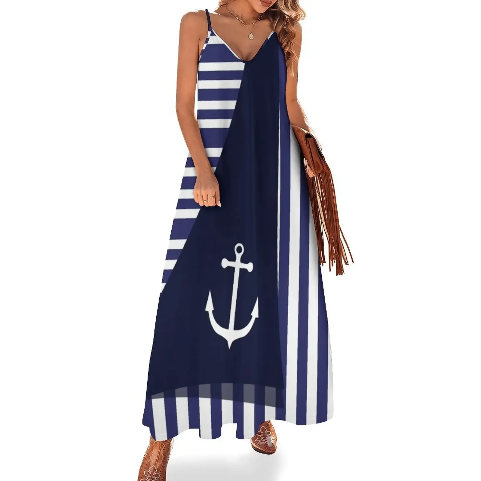 

Sailor Stripes With Anchor Sleeveless Dress Prom gown birthday dresses for women Women's summer long dress Dress