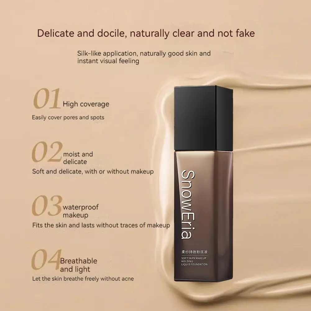 Soft Liquid Foundation Lightweight Waterproof, Pore Concealing, Skin Brightening Makeup for Lasting Coverage