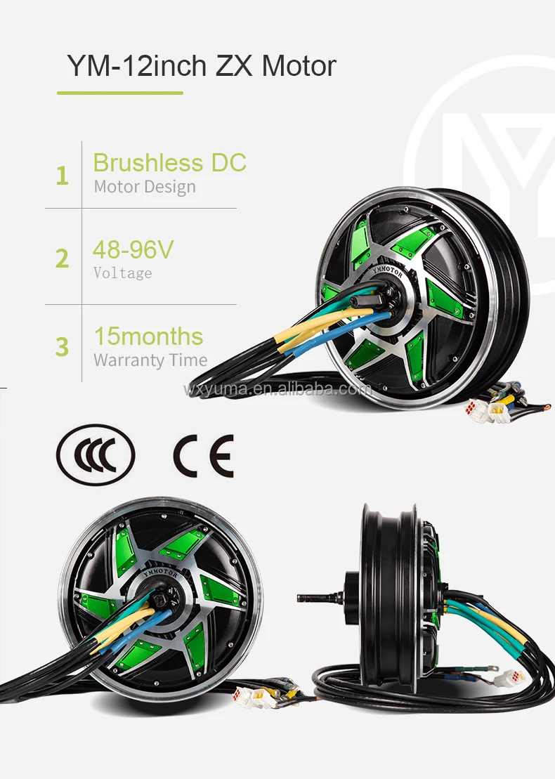 Kit di conversione per moto elettriche da 12 pollici 3000w-5000w motori elettrici con motore cc senza spazzole per scooter