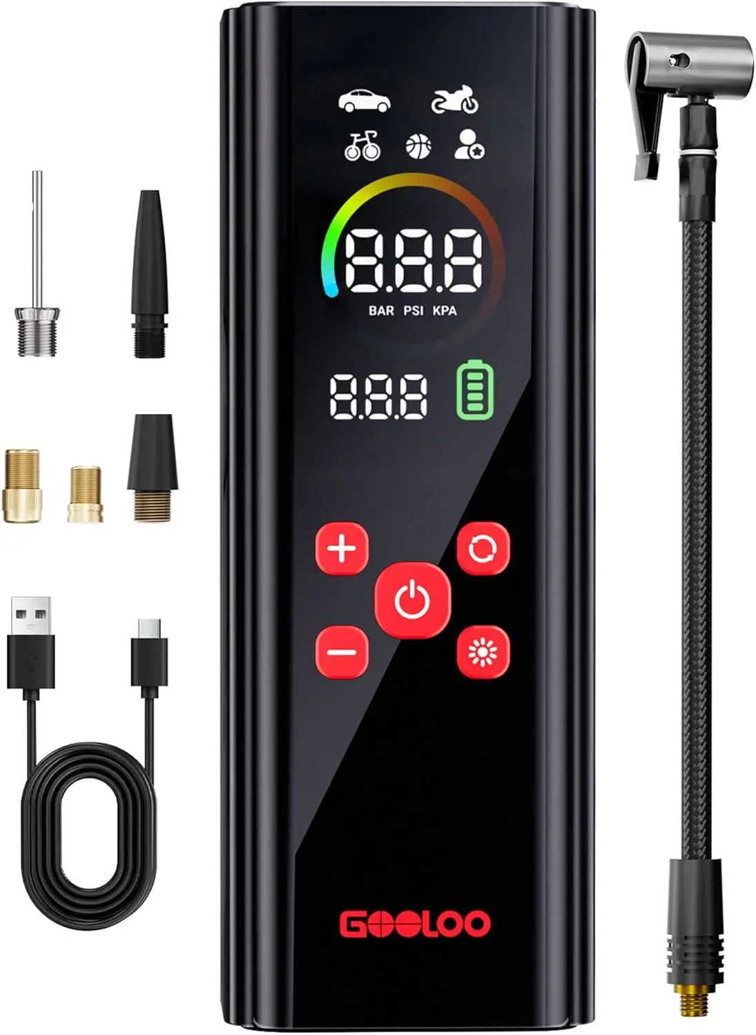 

Portable Air Compressor with LED Screen, Fast Car Tire Pump Auto Shut-off for Vehicles