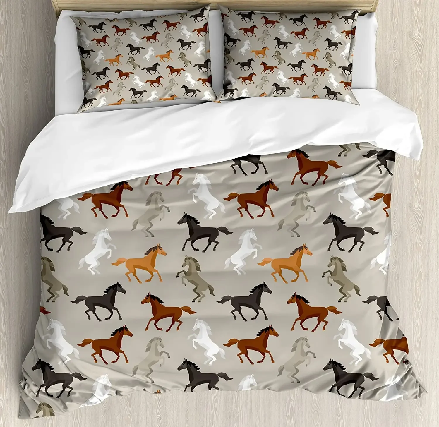 Horses Bedding Set For Bedroom Bed Home Abstract Stallions Simple Design Equestrian Animal Duvet Cover Quilt Cover Pillowcase