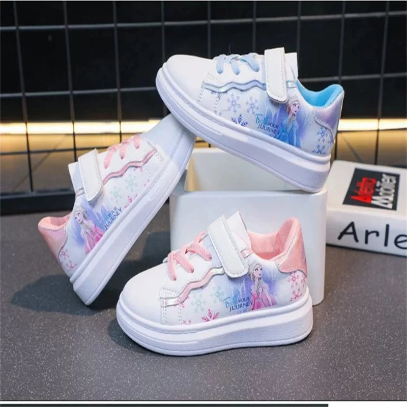 Disney Kids Girls Shoes Children Sneakers Girls Elsa Frozen Princess Casual Sport Shoes Student Shoes Teen Shoes Size 26-37