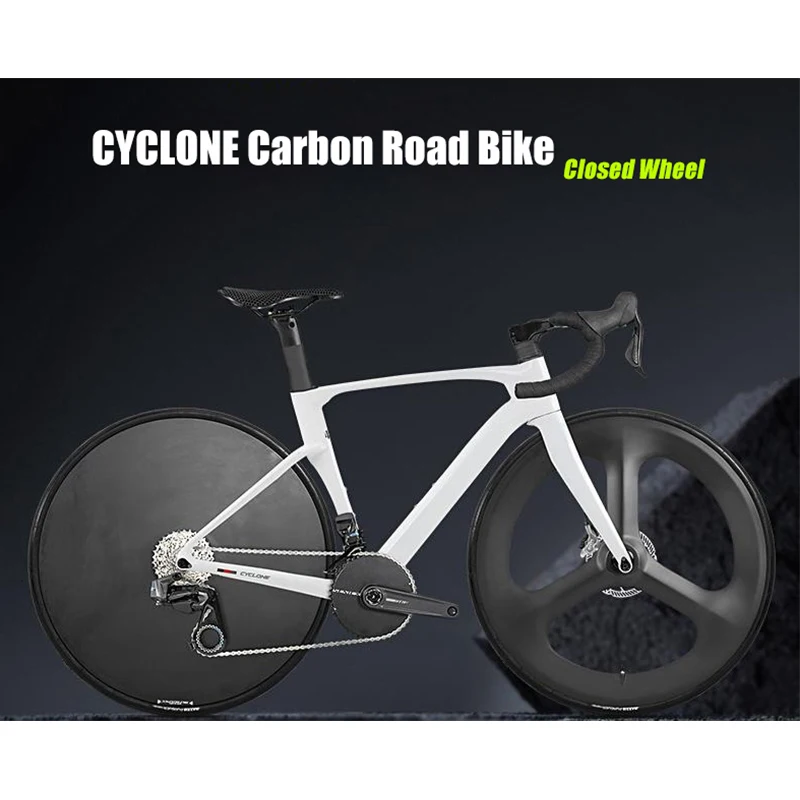 

TWITTER Cyclone Tri-Spoke Disc Closed Wheel Carbon Wireless Road Bike WheelTop EVO-24S Electronic Shifter R7120 Bicycle 700X28C