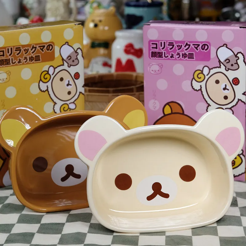 Rilakkuma Japanese Cartoon Bear Shaped Ceramic Plate Set Premium Large Serving Dish For Home Breakfast Sauce Daily Dining Use view 2