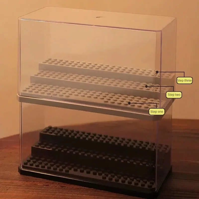 Building Blocks Mini Figure Display Cabinet Compatible with Lego Stackable without Assembling a Clear Dust Case