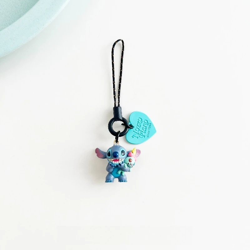 Porte-clés Disney Lilo et Stitch, coque de téléphone, pendentif en corde, figurines d'anime Kawaii, décoration de sac à dos, cadeaux pour amoureux