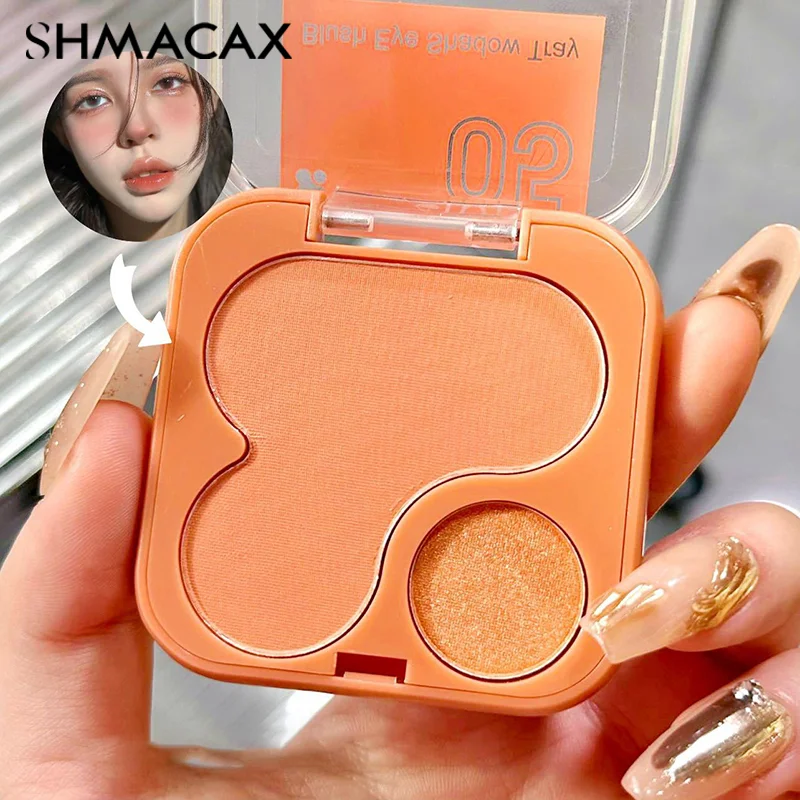 Tweekleurige Blush Fleuren Face Blusher Voedende Gezichtswang Natuurlijke Contour Perzik Blush Palet Vrouwen Poeder Make-Up Cosmetica