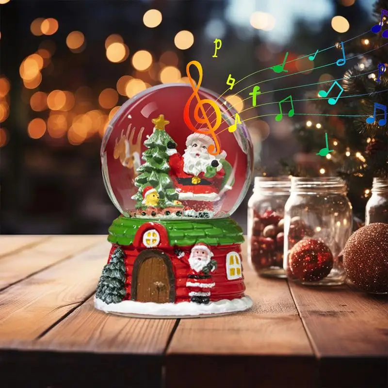 Christmas LED Musical Snow Globe Cute Water Globe Music Ball Cartoon Christmas Decoration Battery Powered Crystal Balls supplies