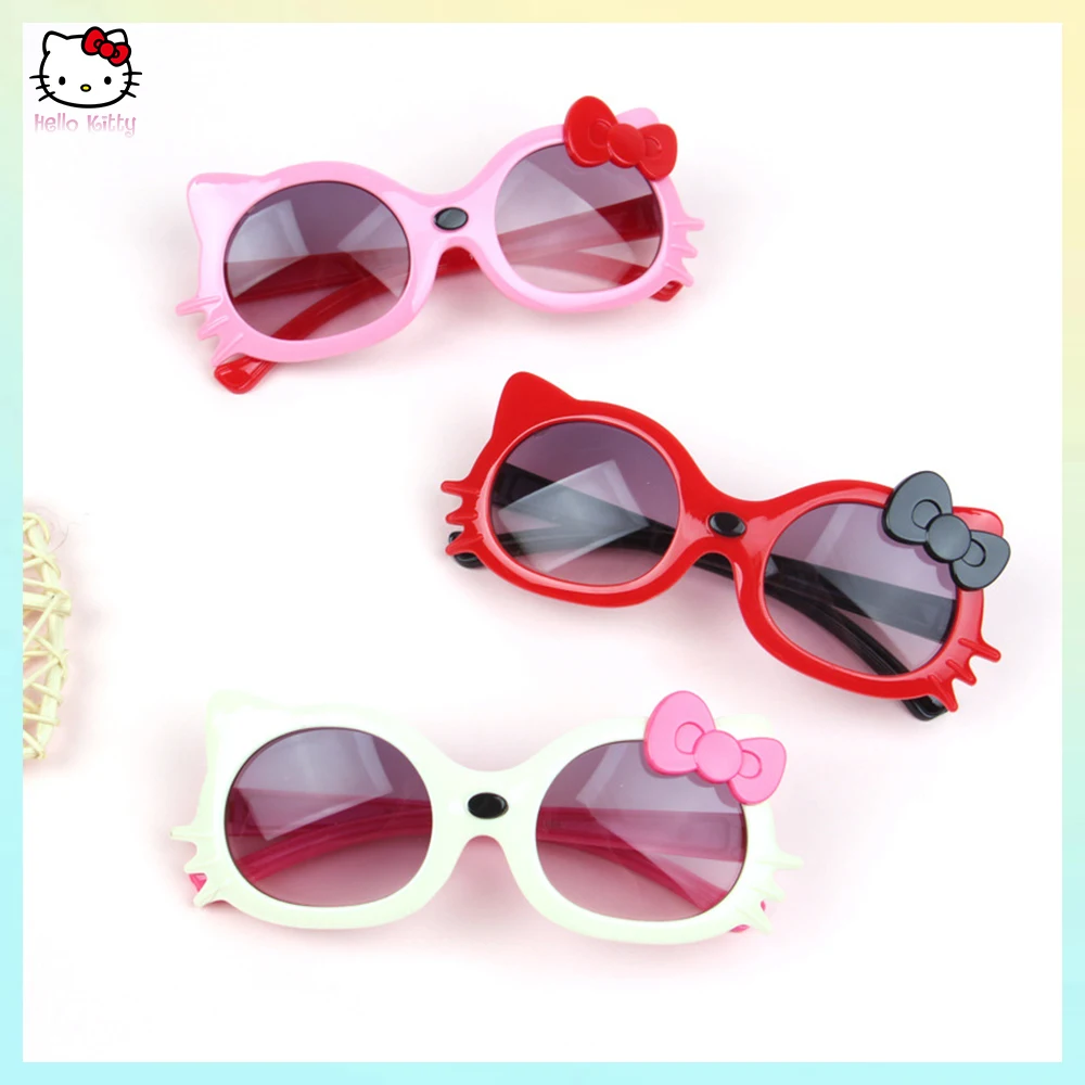 Sanrios Anime Hello Kitty Kids Sunglasses Boy Girl Cat Eye Flexible Sun Glasses Uv400 Anti Uva Uvb Sunshades Outdoor Goggles