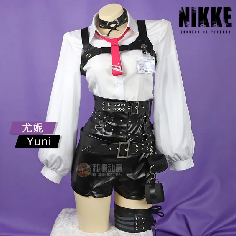 Inyoyo anime jogo nikke yuni festa diária calças superiores cinto uniforme cosplay traje role play roupas femininas roupa de halloween novo