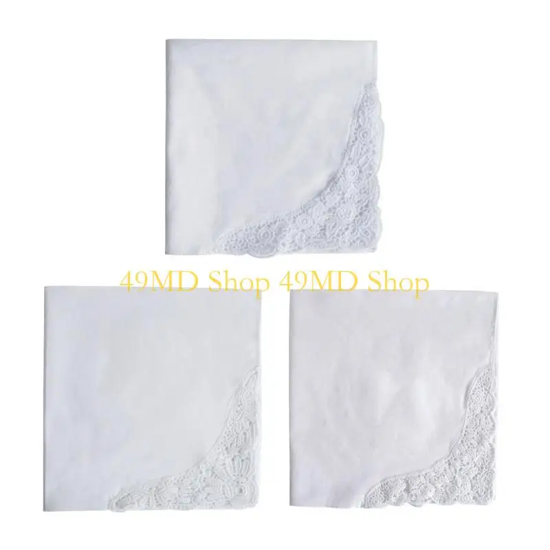 

49MD Кружевы края Hankies Flower Lace Cotton Bandckies отлично подходит для букетов