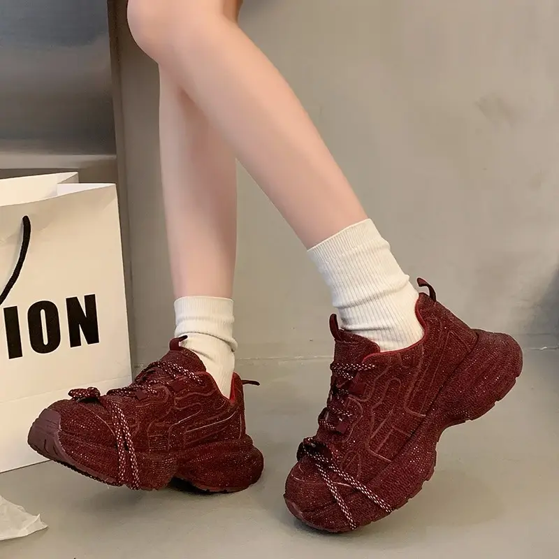 High Quality Luxury Designer Shoes for Women Women Sneakers Rhinestone Women Loafers Fashion Shiny Women's Casual Platform Shoes - Image 5