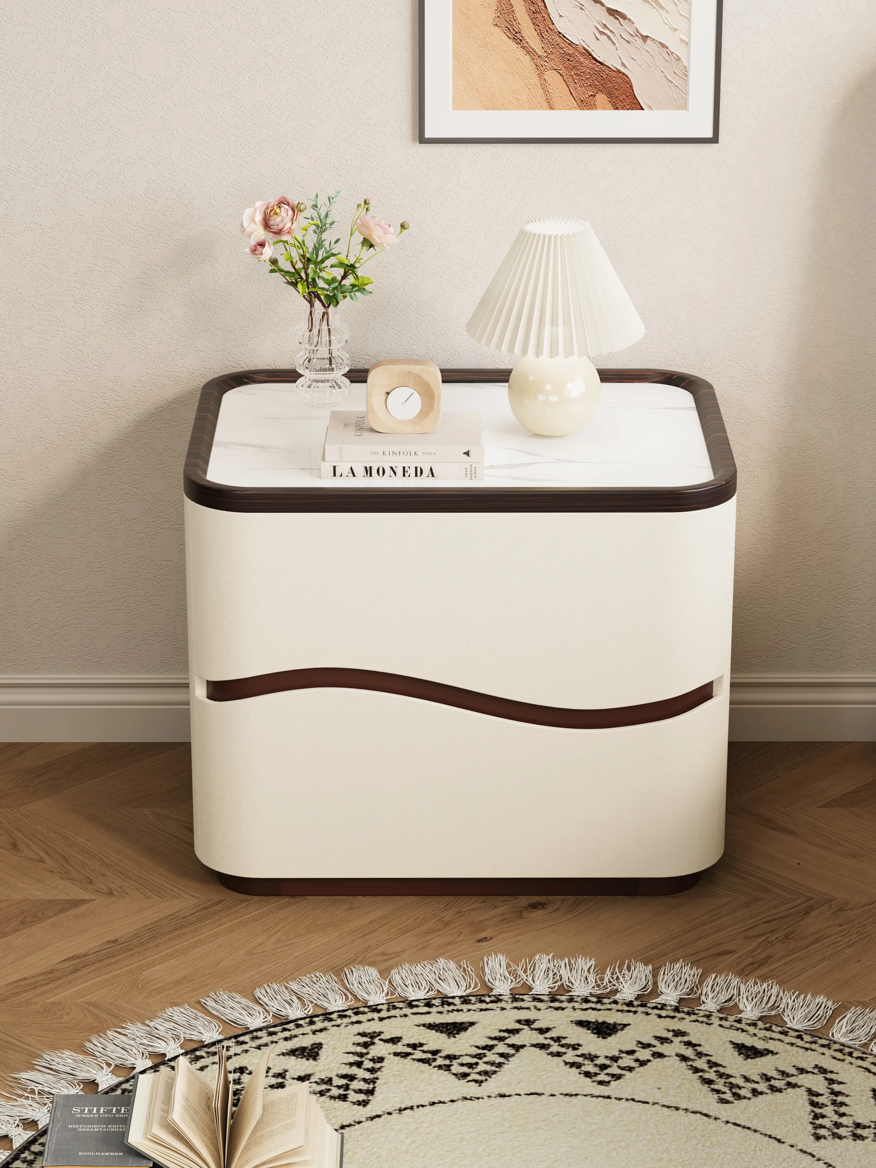 Bedside table solid wood without installation 2025 new high-end simple modern home bedroom used cream style storage cabinet