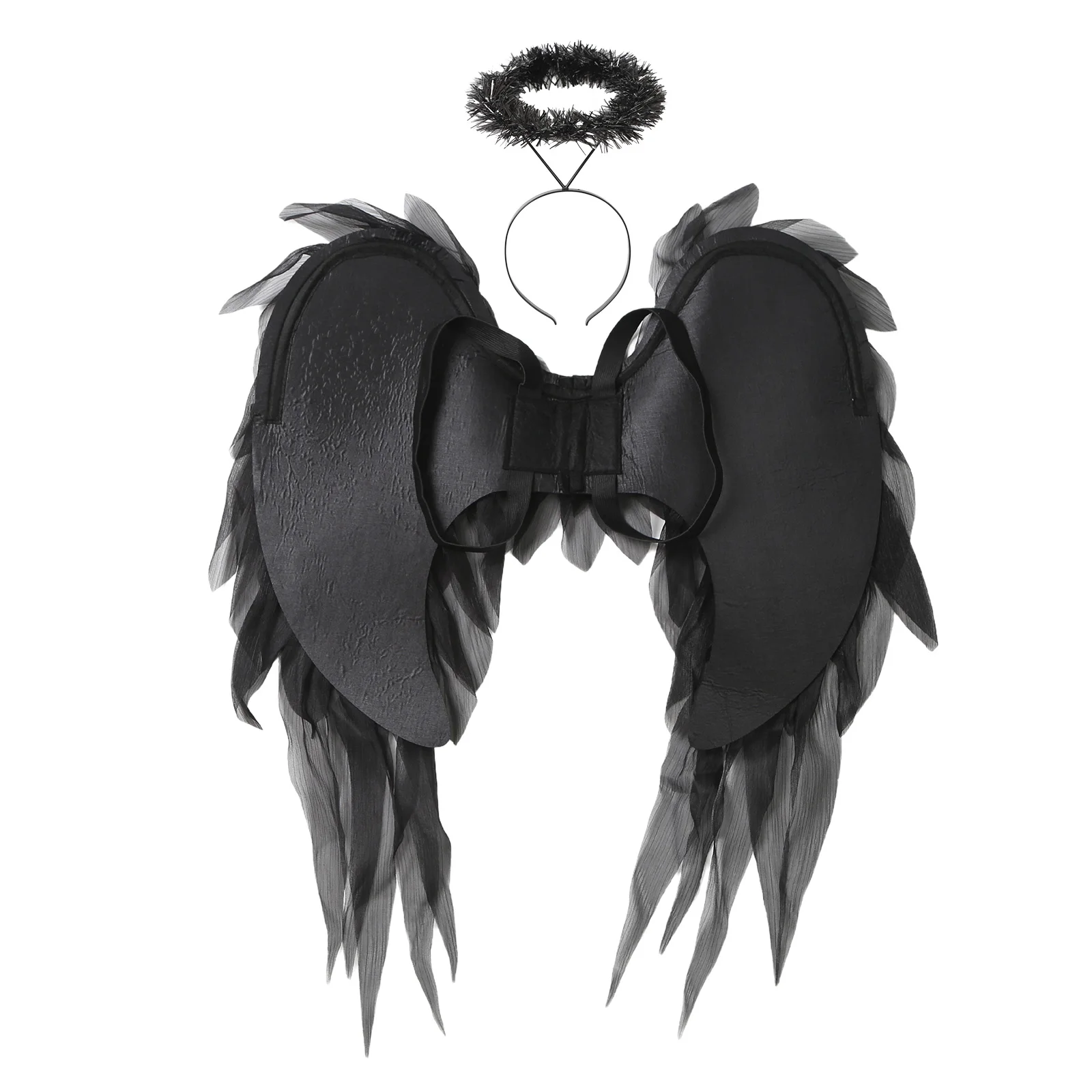 Ensemble de costumes luxueux et réalistes d'ailes d'ange avec bandeau scintillant pour femmes et filles, fêtes de mascarade et événements à thème