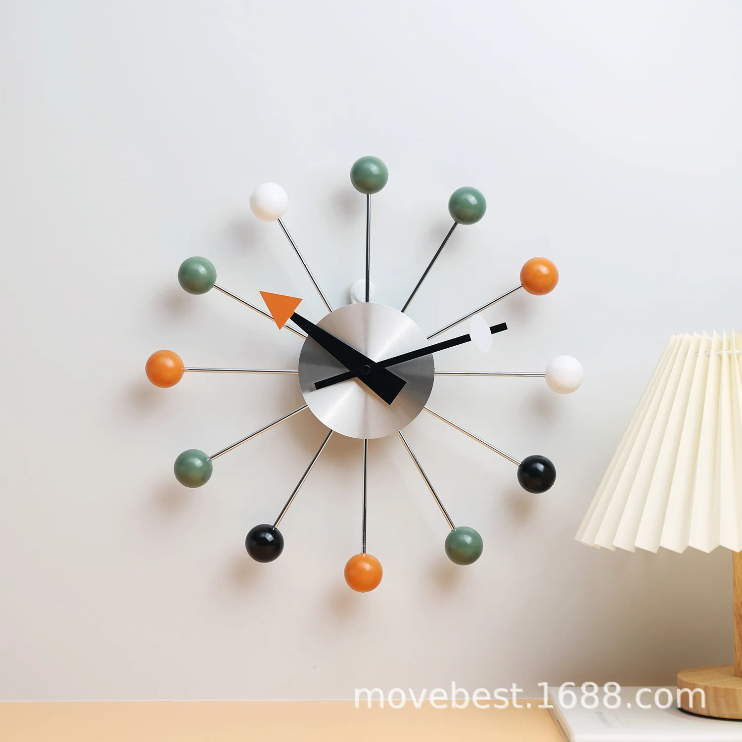 Home Living Room Decoration Watches Wall Clock Modern Design Nordic Wooden Balls Metal Large Teen Bedroom Kitchen Decor Clocks