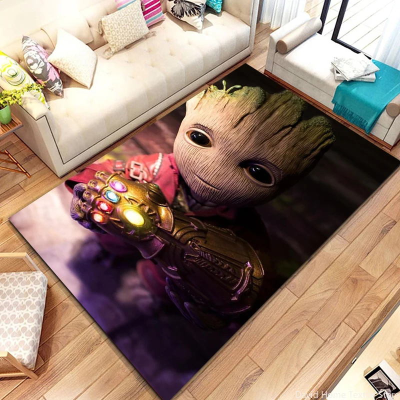 Marvel-Groot Avenger Little Tree Man Area Rug,Carpet for Home Living Room Non-slip Bathroom Entrance Mat Sofa Doormat Kid's Gift